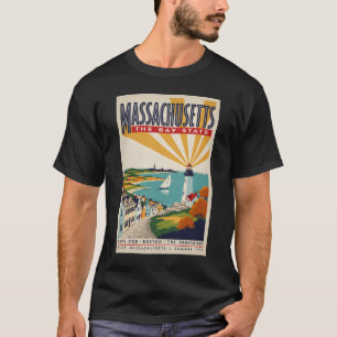 Massachusetts Vuurtoren Illustratie Reis Kunst T-shirt