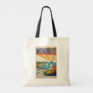 Massachusetts Vuurtoren Illustratie Reis Kunst Tote Bag