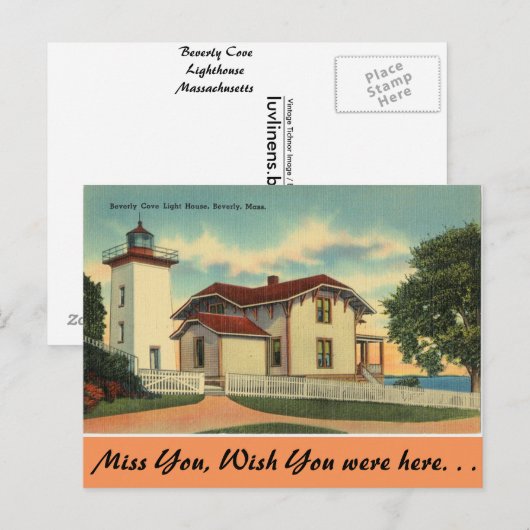 Massachusetts, vuurtoren van Beverly Cove Briefkaart (Voorkant / Achterkant)