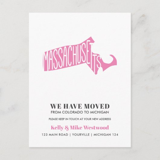 MASSACHUSETTS We hebben het nieuwe adres Nieuwe St Briefkaart (Voorkant)