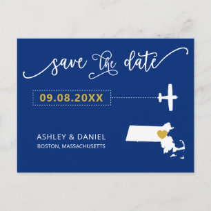 Massachusetts Wedding Save the Date Map Briefkaart