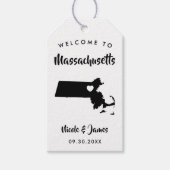 Massachusetts Wedding Welcome Bag Labels, Map Cadeaulabel (Voorkant)