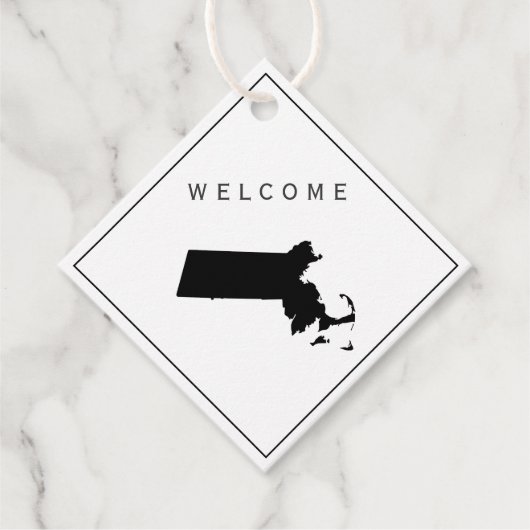 Massachusetts welkomsttas cadeau Label, bruiloft Bedankjes Labels (Voorkant)