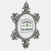 Massachusetts West Springfield Tin Sneeuwvlok Ornament (Links)