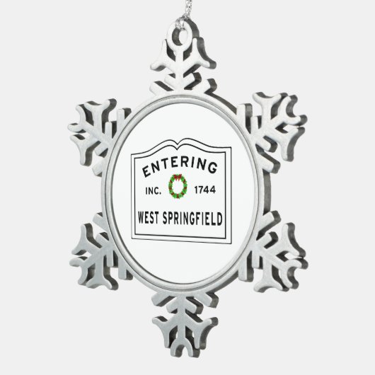 Massachusetts West Springfield Tin Sneeuwvlok Ornament (Rechts)