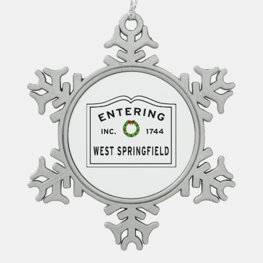 Massachusetts West Springfield Tin Sneeuwvlok Ornament (Voorkant)