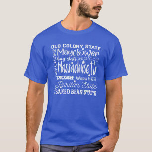 Massachusetts Woordwolk Typografie T-shirt