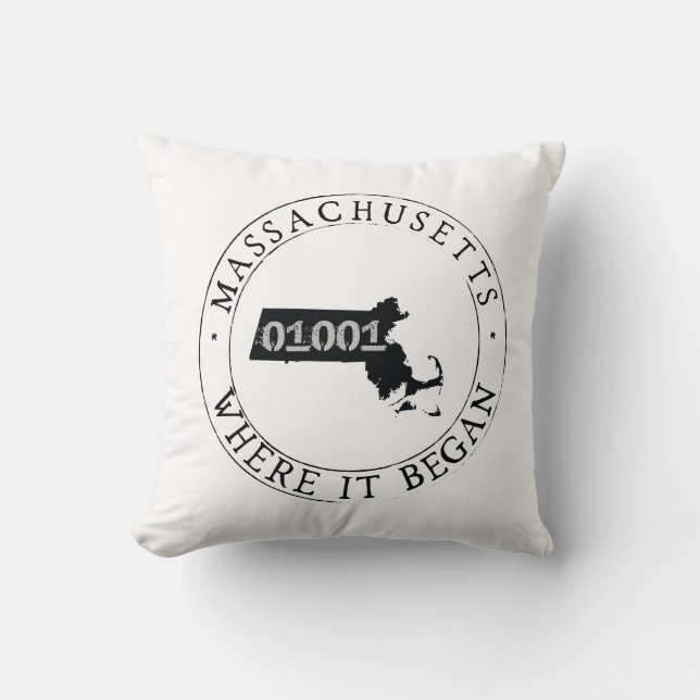 Massachusetts Zip Code Pillow Kussen (Voorkant)