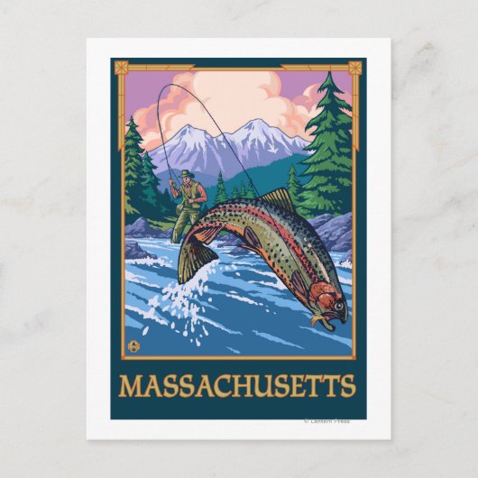 MassachusettsAngler Fisherman Scene Briefkaart (Voorkant)