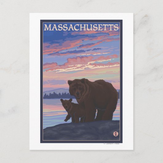 MassachusettsBear en Cub Briefkaart (Voorkant)
