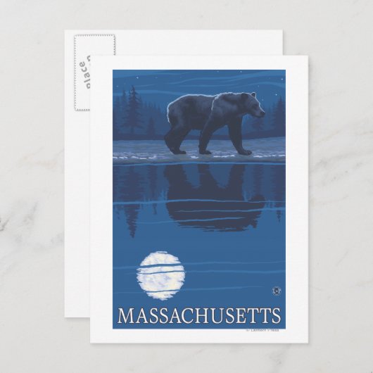 MassachusettsBear in het motorlicht Briefkaart (Voorkant / Achterkant)