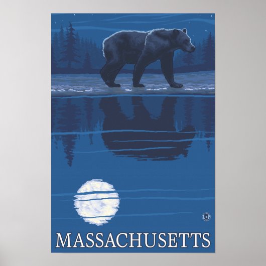 MassachusettsBear in het motorlicht Poster (Voorkant)