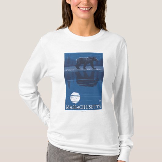MassachusettsBear in het motorlicht T-shirt (Voorkant)