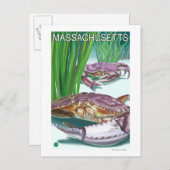 MassachusettsCrab en Fisherman Briefkaart (Voorkant / Achterkant)