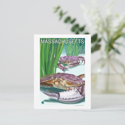 MassachusettsCrab en Fisherman Briefkaart (Staand voorkant)