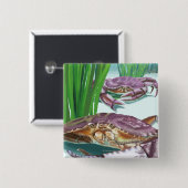 MassachusettsCrab en Fisherman Vierkante Button 5,1 Cm (Voorkant /achterkant)