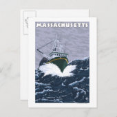 MassachusettsCrab Vist Boat Scene Briefkaart (Voorkant / Achterkant)