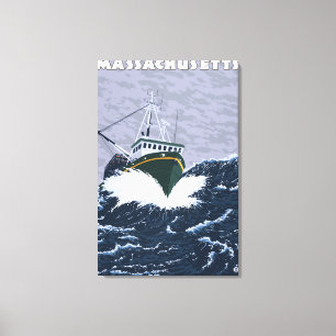 MassachusettsCrab Vist Boat Scene Canvas Afdruk