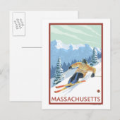 MassachusettsDownhill Skier Scene Briefkaart (Voorkant / Achterkant)
