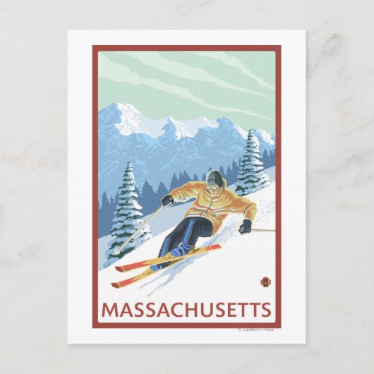 MassachusettsDownhill Skier Scene Briefkaart (Voorkant)