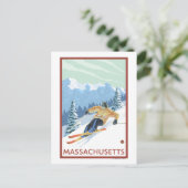 MassachusettsDownhill Skier Scene Briefkaart (Staand voorkant)