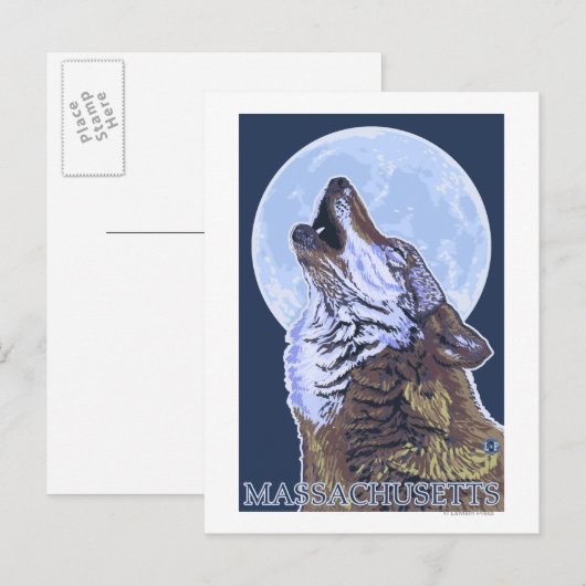 MassachusettsHowling Wolf Briefkaart (Voorkant / Achterkant)