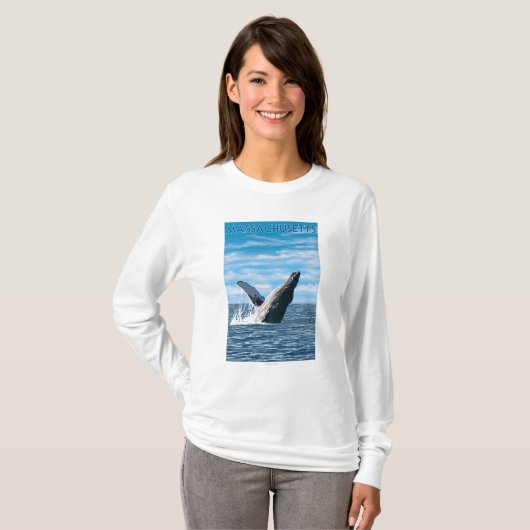 MassachusettsHumpback Whale Scene T-shirt (Voorkant volledig)