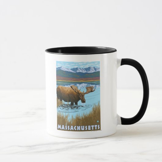 MassachusettsMoose Drink in Lake Mok (Rechts)