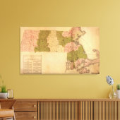 MassachusettsPanoramic MapMassachusetts Canvas Afdruk (Insitu (Woonkamer))