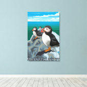 MassachusettsPuffins Scene Canvas Afdruk (Insitu (Houten vloer))