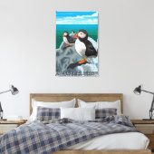 MassachusettsPuffins Scene Canvas Afdruk (Insitu (Slaapkamer))