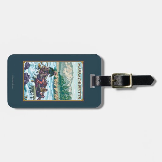 MassachusettsRiver Rafting Scene Bagagelabel (Voorkant horizontaal)