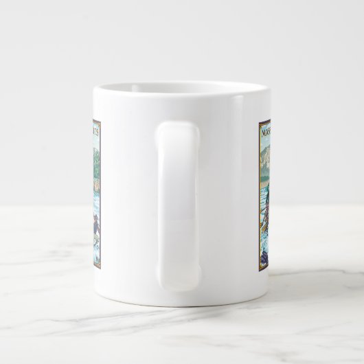 MassachusettsRiver Rafting Scene Grote Koffiekop (Achterkant)