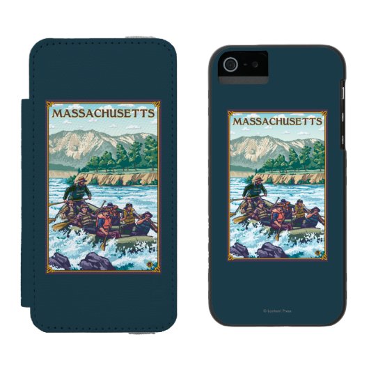 MassachusettsRiver Rafting Scene Incipio iPhone Portemonnee Hoesje (Naast elkaar)