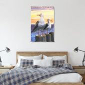 MassachusettsSea Gulls Scene Canvas Afdruk (Insitu (Slaapkamer))