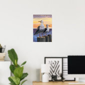 MassachusettsSea Gulls Scene Poster (Thuiskantoor)