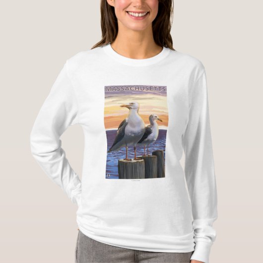 MassachusettsSea Gulls Scene T-shirt (Voorkant)