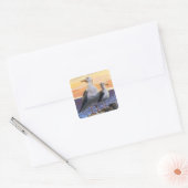 MassachusettsSea Gulls Scene Vierkante Sticker (Envelop)