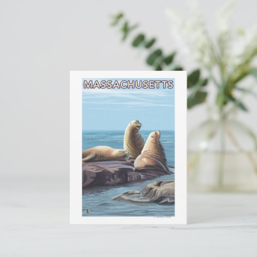MassachusettsSea Lions Scene Briefkaart (Staand voorkant)