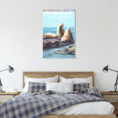 MassachusettsSea Lions Scene Canvas Afdruk (Insitu (Slaapkamer))