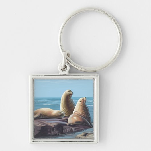 MassachusettsSea Lions Scene Sleutelhanger (Voorkant)