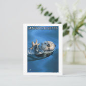 MassachusettsSea Otter Scene Briefkaart (Staand voorkant)