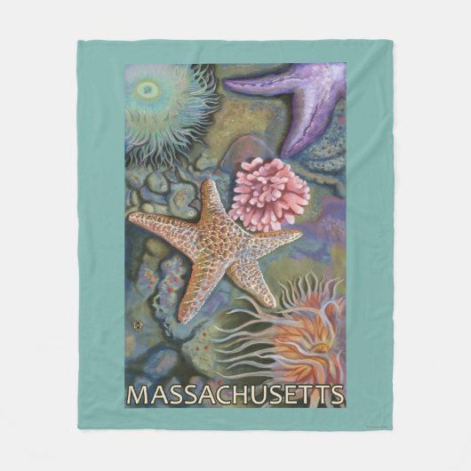 MassachusettsTidepool Scene Fleece Deken (Voorkant)