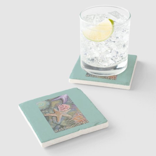 MassachusettsTidepool Scene Stenen Onderzetter (Zijkant)