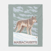 MassachusettsWolf Scene Fleece Deken (Voorkant)