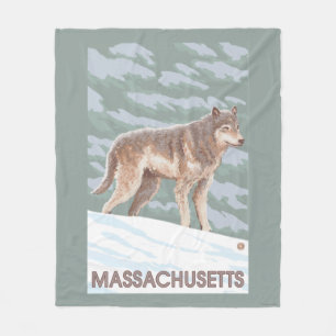 MassachusettsWolf Scene Fleece Deken
