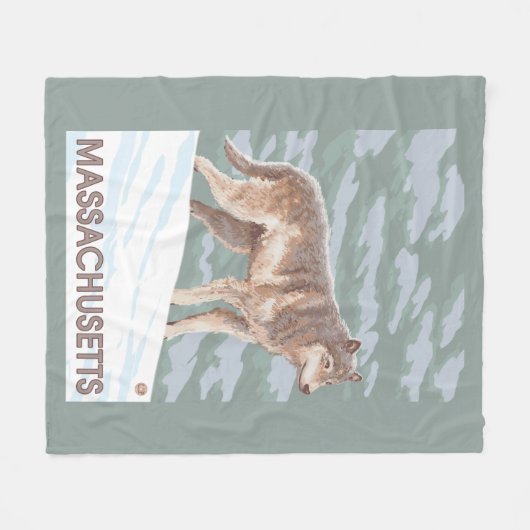 MassachusettsWolf Scene Fleece Deken (Voorkant (Horizontaal))