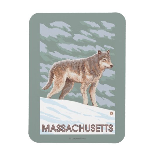 MassachusettsWolf Scene Magneet (Verticaal)