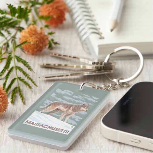 MassachusettsWolf Scene Sleutelhanger (Voorkant Rechts)