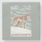 MassachusettsWolf Scene Stenen Onderzetter (Voorkant)